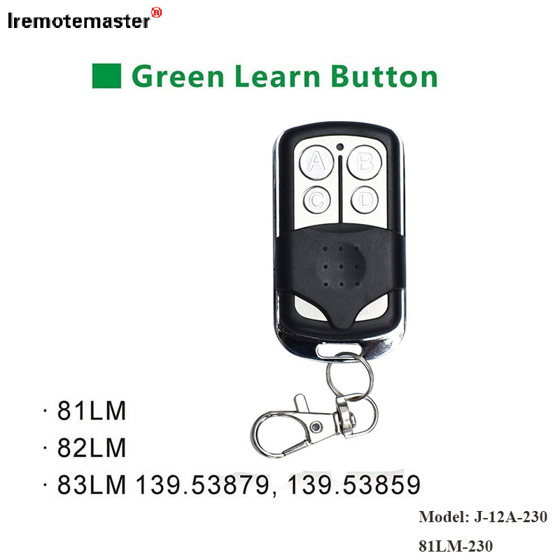 Per 81LM 82LM 83LM Pulsante di apprendimento verde 390MHz Trasmettitore remoto per porta del cancello